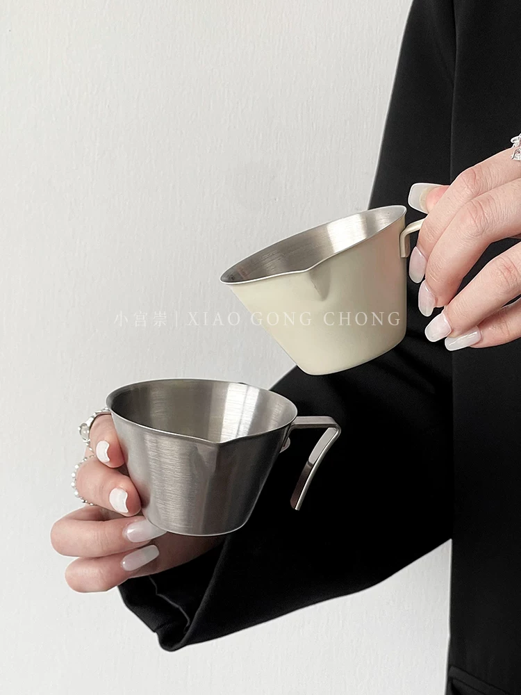 Cốc đo bằng thép không gỉ 304 cốc chiết xuất cà phê espresso có tay cầm cốc ounce cốc sữa có cân 100ml