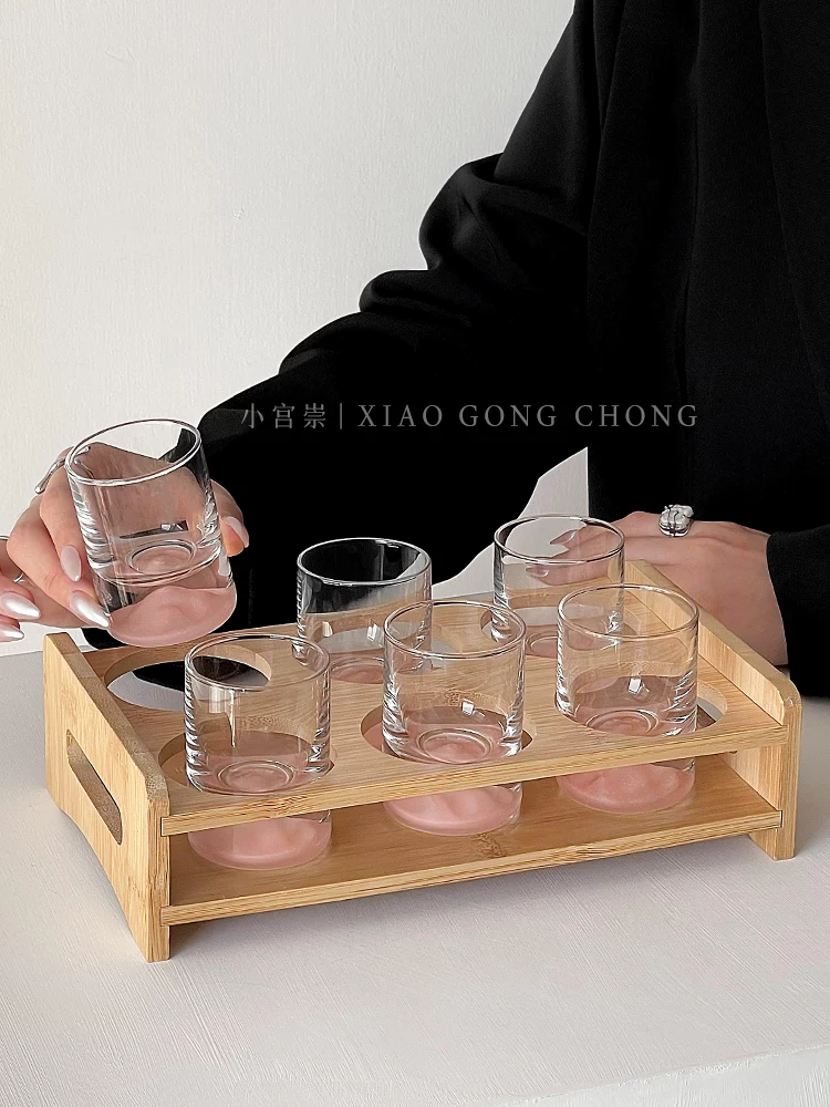 Bộ ly rượu vang trắng Pink Mountain Glass Bộ đồ uống gia dụng Ly rượu shot nhẹ sang trọng Cao cấp 0.1kg ly rượu nhỏ Ly rượu