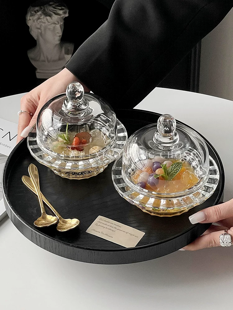 Cốc đựng chim sơn thù kiểu châu Âu có nắp dùng trong gia đình, bát đựng tráng miệng trái cây cao cấp, bát đựng nước đường và nấm trắng phong cách sáng tạo, bát súp.