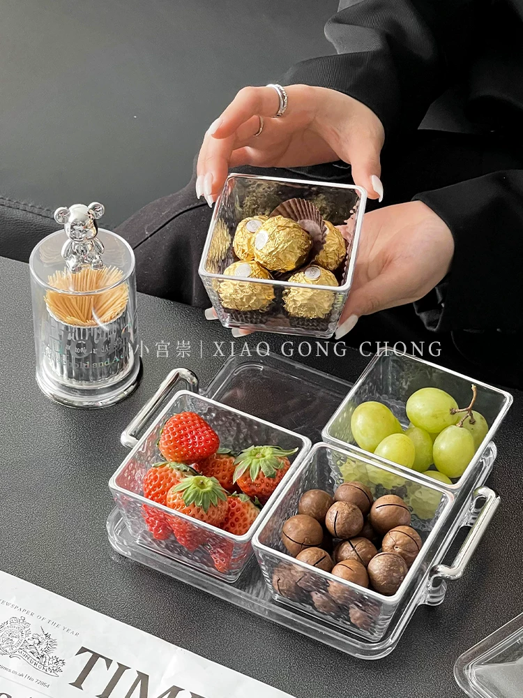 Đĩa trái cây khô, đĩa trái cây acrylic hình gấu, đĩa đựng hạt phòng khách gia đình, đĩa đựng đồ ăn nhẹ, đĩa đựng đồ ăn nhẹ sang trọng nhẹ nhàng