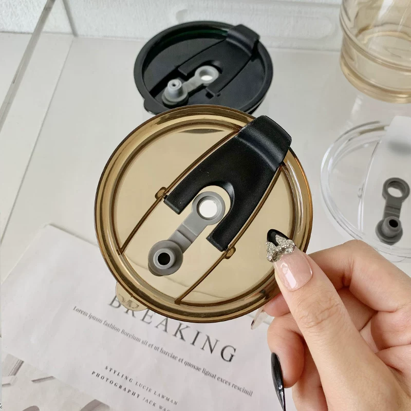 Nắp cốc kiểu Ins có ống hút, nắp silicon kín, chống rò rỉ, chống bụi, nắp trong suốt, phụ kiện cốc nước đa năng.