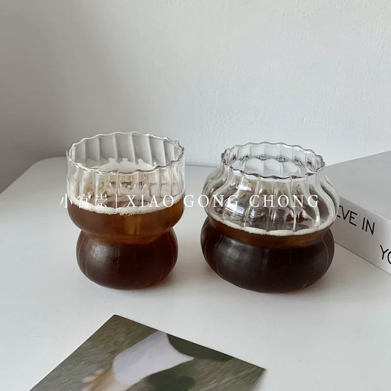 Ly cà phê đá kiểu dáng Niche Ins, ly sữa latte thủy tinh, thiết kế cổ điển, ly uống đồ uống