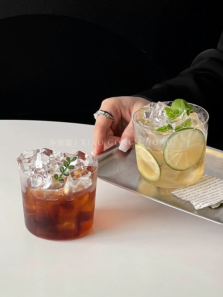 Ly thủy tinh miệng rộng thời thượng và phong cách, ly trà trái cây kiểu Trung Hoa, ly cà phê, ly cocktail nhẹ, ly trà lạnh.