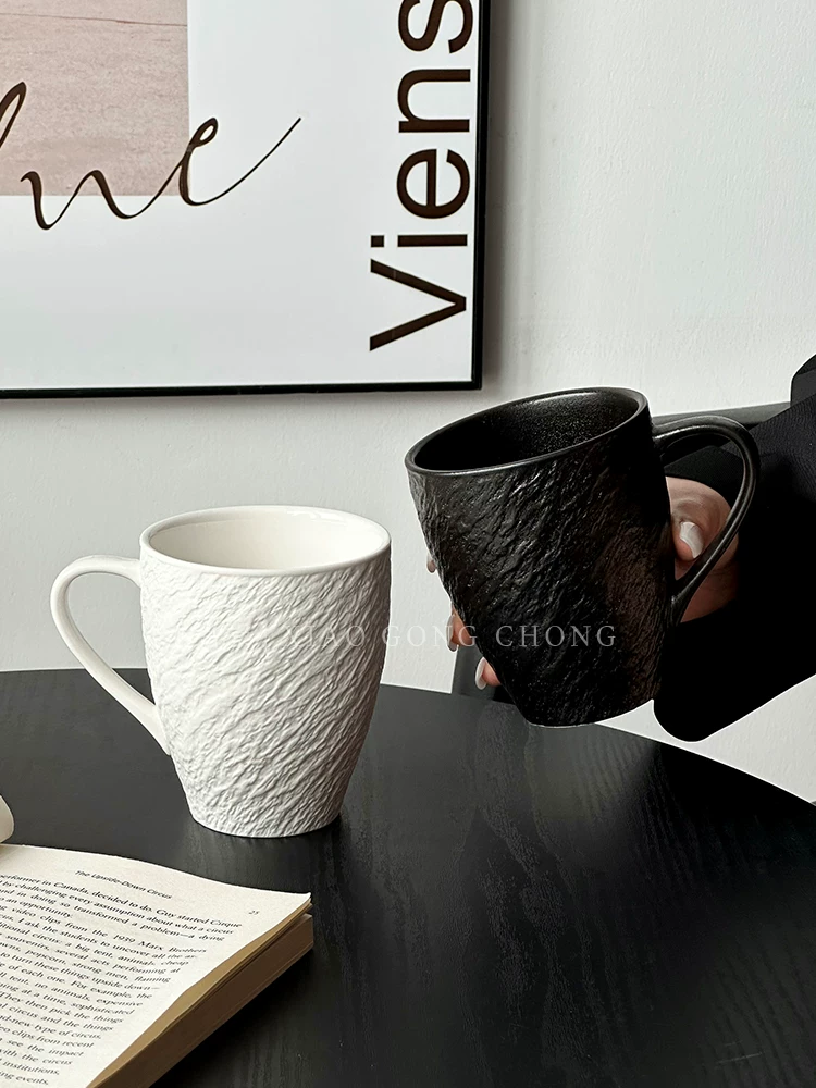 Ly sứ họa tiết đá phong cách Ins, cốc gốm sáng tạo, cốc uống nước gia dụng, cốc cà phê latte cao cấp, cốc ăn sáng