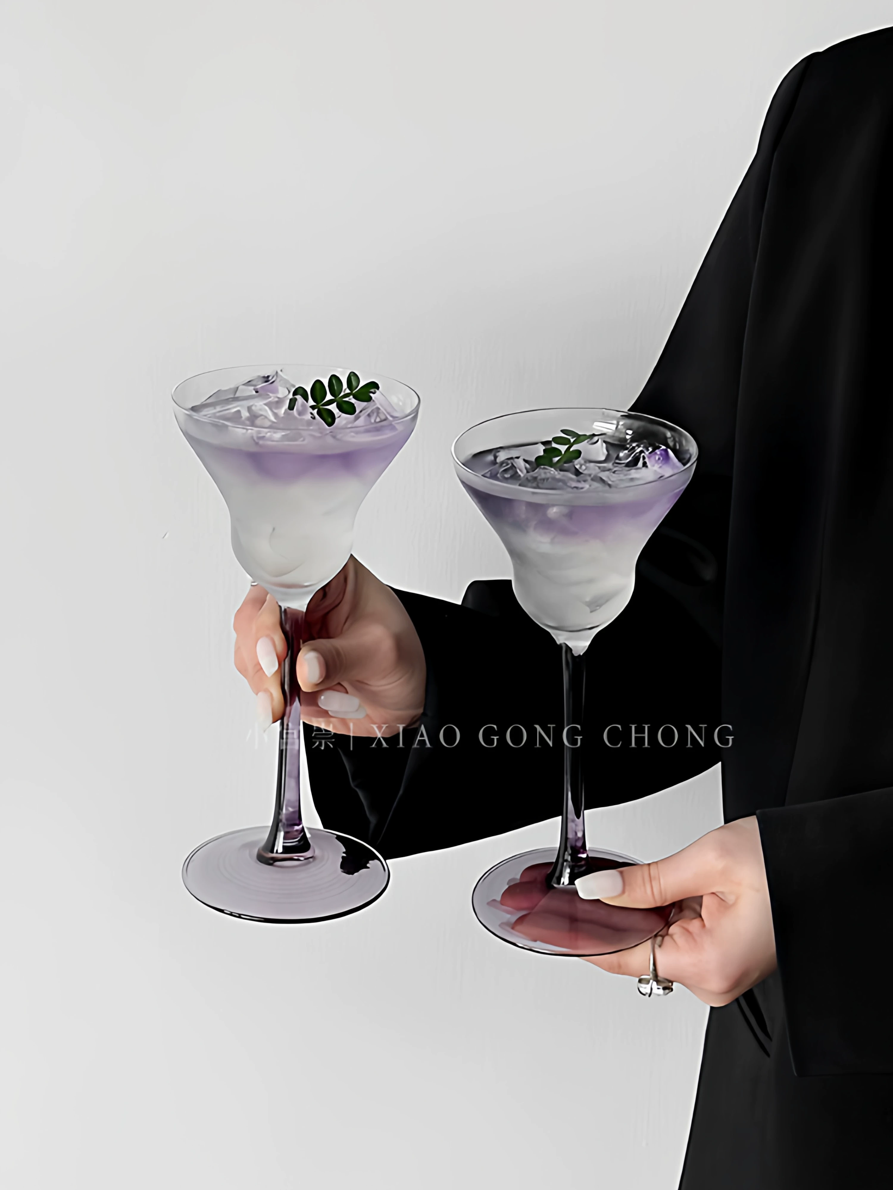Ly rượu màu tím sáng tạo, ly cocktail kiểu dáng độc đáo, ly thủy tinh cao cấp, ly cocktail, ly nước ép, ly đồ uống