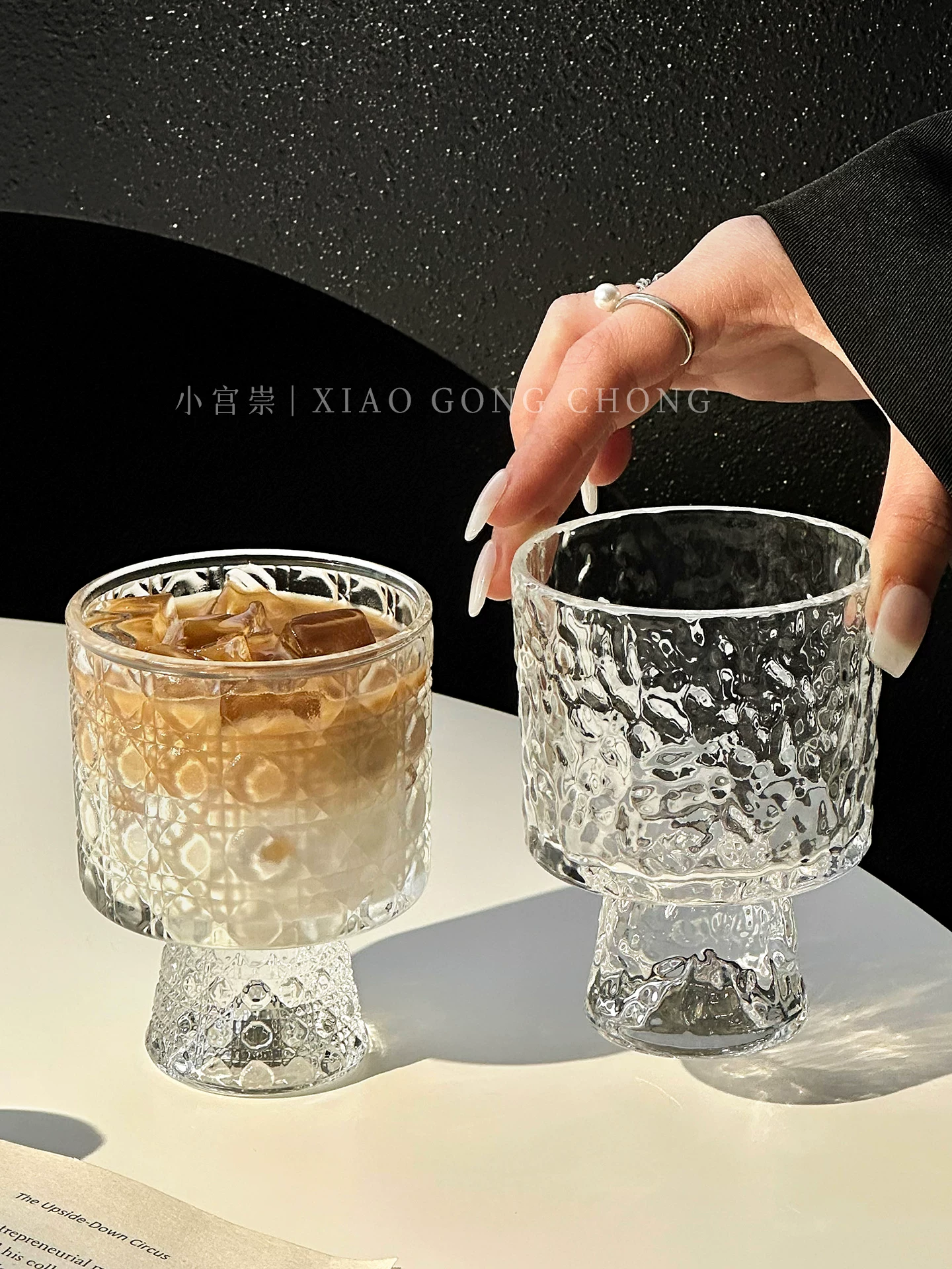 Ly thủy tinh trong suốt kiểu Instagram cao cấp dùng cho cà phê đá Americano, ly affogato, sữa, nước ép và các loại đồ uống khác.