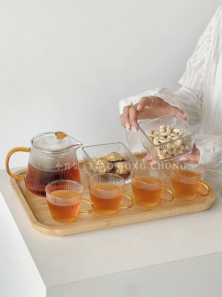 Bộ trà Trung Quốc dùng trong gia đình, tách trà thủy tinh, ấm trà chịu nhiệt độ cao, tách trà nước, trà chiều, tách trà hoa giữ sức khỏe
