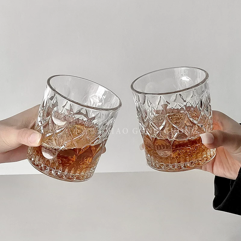 Ly rượu whisky, ly rượu mạnh, ly rượu vang thủy tinh dày kiểu cổ điển dùng trong gia đình, giá đỡ tách trà, bộ ly rượu mạnh