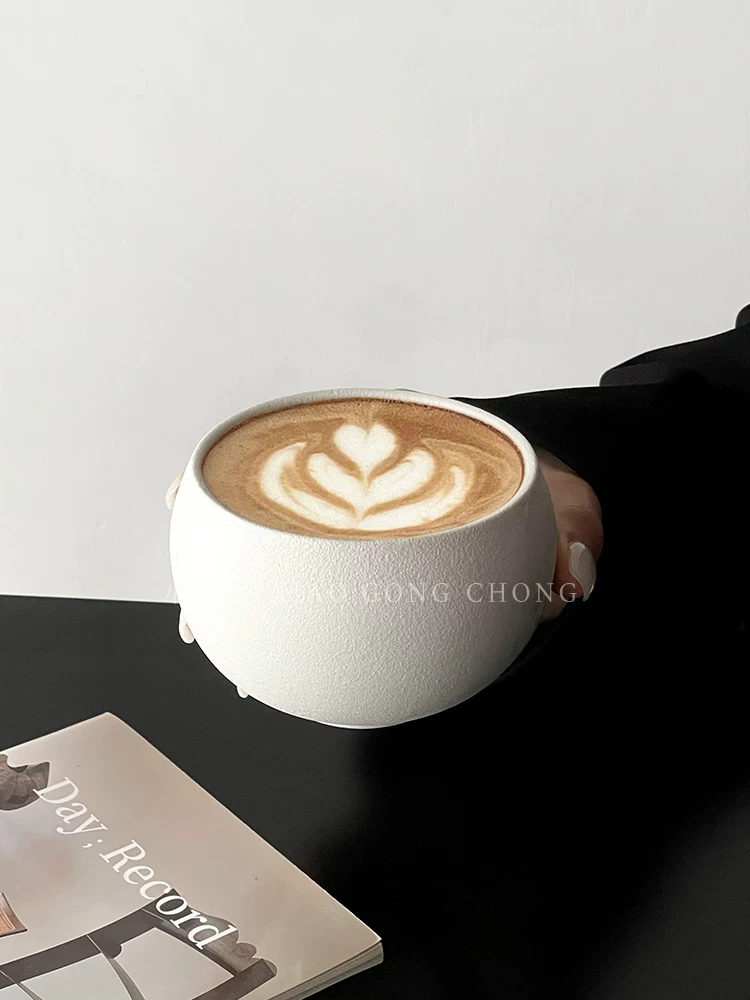Ly sứ họa tiết đá mờ trắng cổ điển, ly trứng, ly cà phê latte, ly trà chiều, ly cappuccino, ly latte art