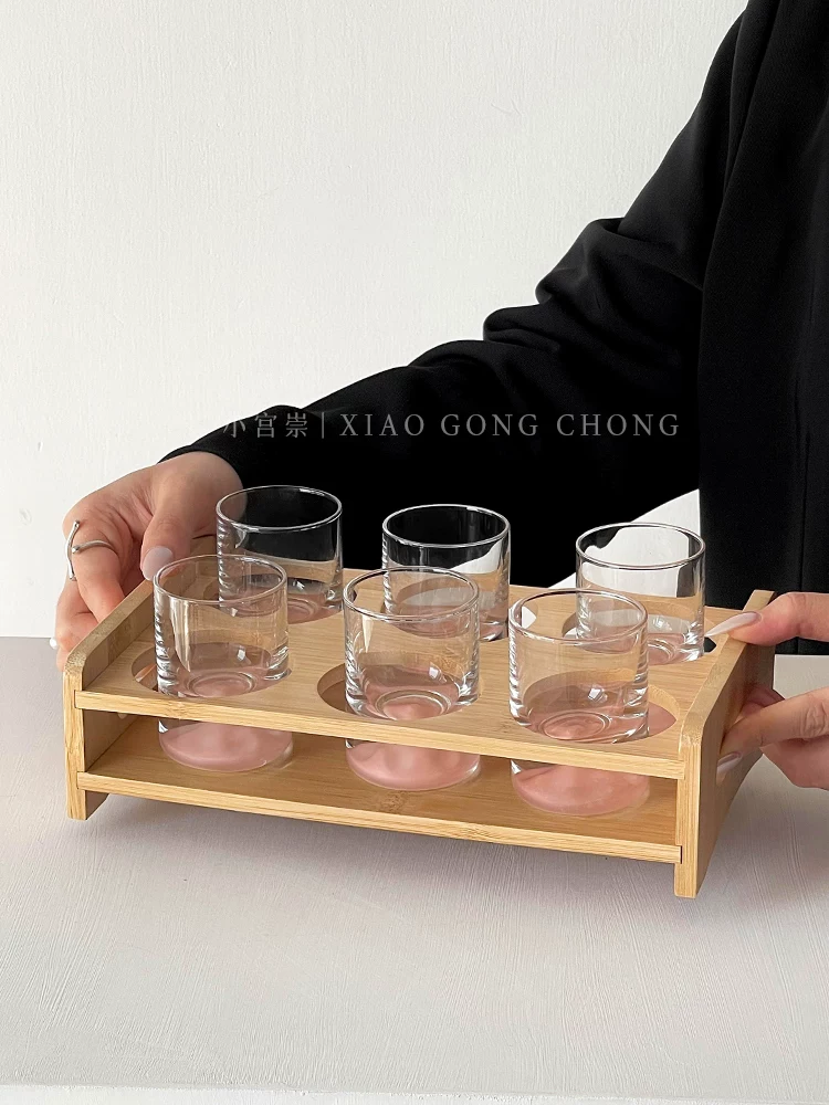 Bộ ly rượu vang trắng Pink Mountain Glass Bộ đồ uống gia dụng Ly rượu shot nhẹ sang trọng Cao cấp 0.1kg ly rượu nhỏ Ly rượu