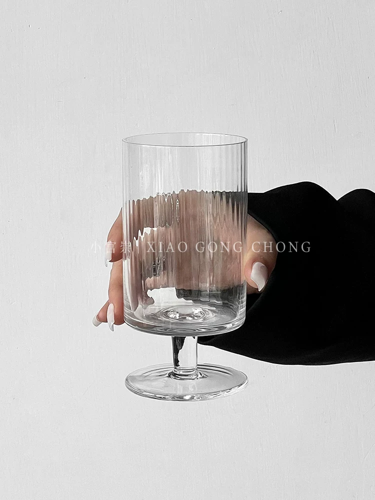 Ly cà phê latte đá kiểu Mỹ cổ điển trên Instagram, ly thủy tinh cao sọc dọc, ly nước ép, ly nước có ga, ly cocktail.