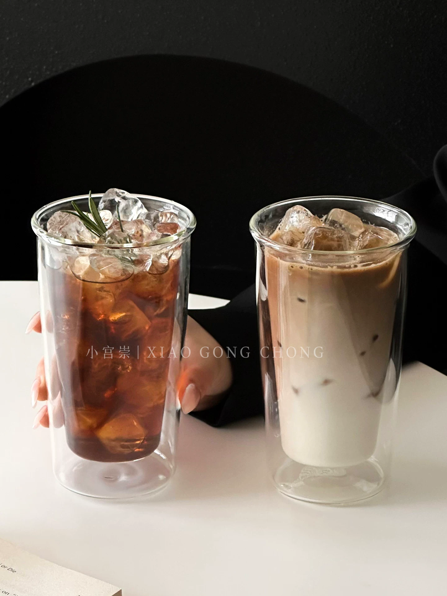 Ly thủy tinh cách nhiệt hai lớp trong suốt dùng cho gia đình, ly cà phê đá Mỹ, ly nước ngọt có ga, ly nước giải khát
