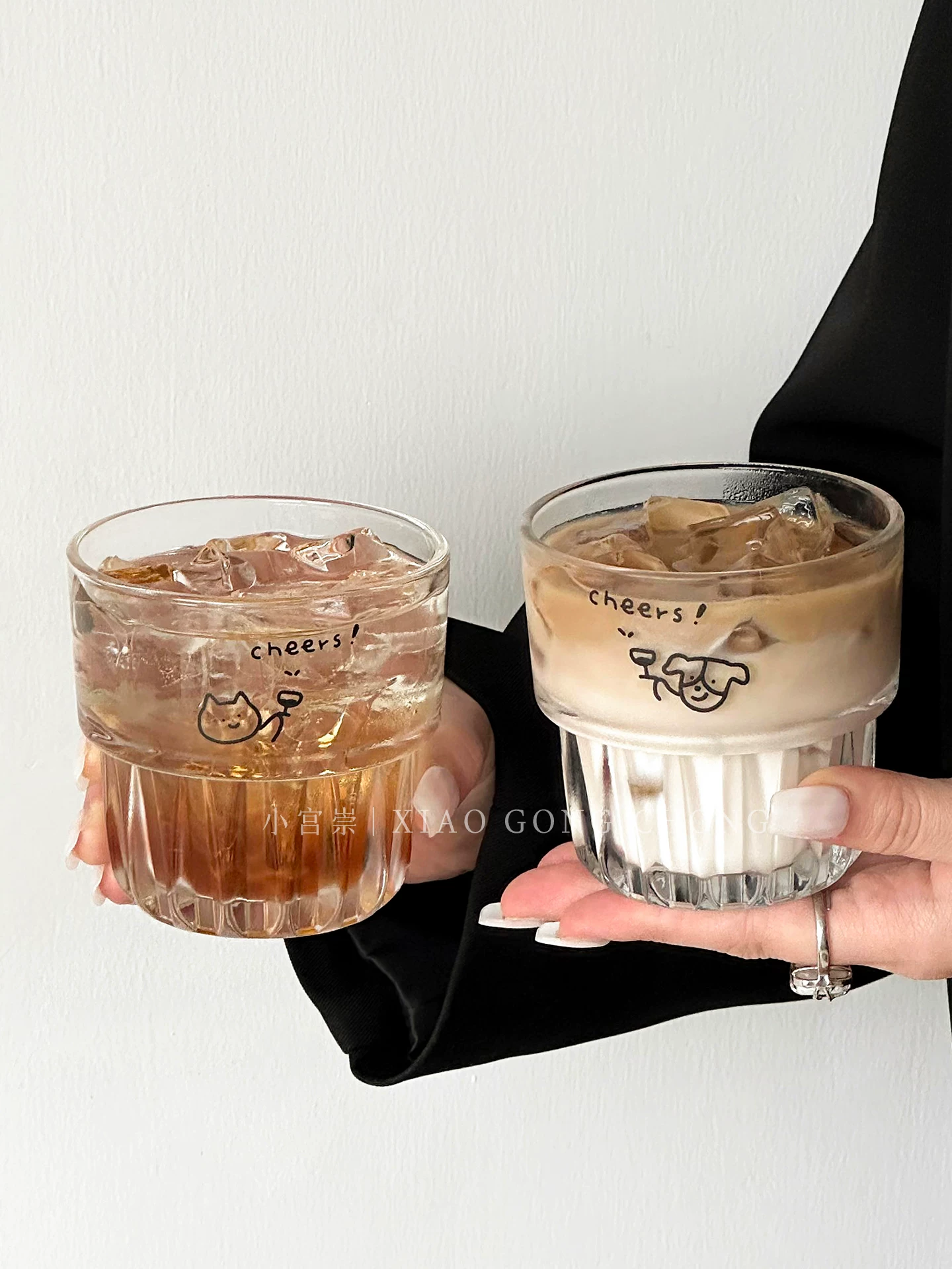 Ly thủy tinh hình mèo chó dễ thương phong cách Ins, dùng trong nhà, ly sữa, ly cà phê latte, ly ăn sáng, ly uống nước.