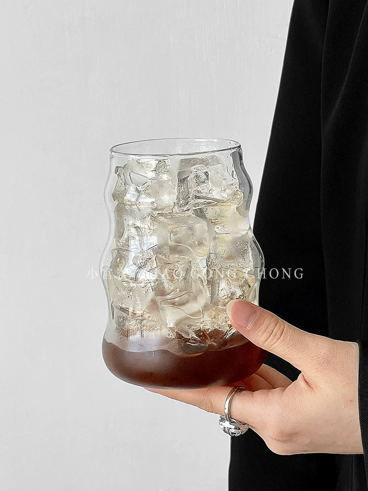 ins chubby ice American latte cốc cà phê cốc thủy tinh cốc thủy tinh có giá trị thẩm mỹ cao cốc uống nước gia dụng cốc nước trái cây cốc sữa
