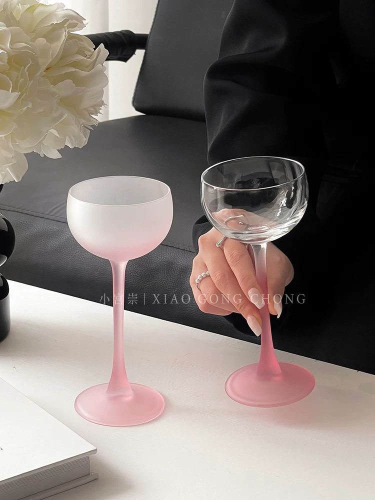 Ly tháp màu hồng kiểu Pháp, ly cocktail cao cấp, ly rượu vang dành cho nữ, ly đặc biệt, ly rượu sâm banh, ly rượu