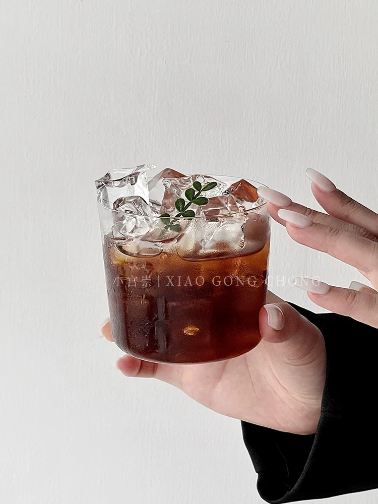 Ly thủy tinh miệng rộng thời thượng và phong cách, ly trà trái cây kiểu Trung Hoa, ly cà phê, ly cocktail nhẹ, ly trà lạnh.