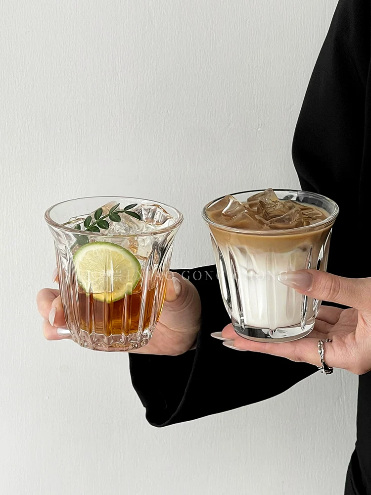 Ly cà phê kiểu Ins, ly thủy tinh, ly cà phê trắng kiểu Úc cổ điển, ly latte đá kiểu Mỹ, ly uống nước lạnh, ly đựng đồ uống.