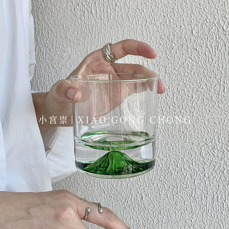 Ly nước pha trà kiểu Nhật phong cách Fuji, ly uống nước kiểu Nhật, ly uống trà dùng trong nhà, ly uống rượu whisky sáng tạo hình tảng băng cho nữ