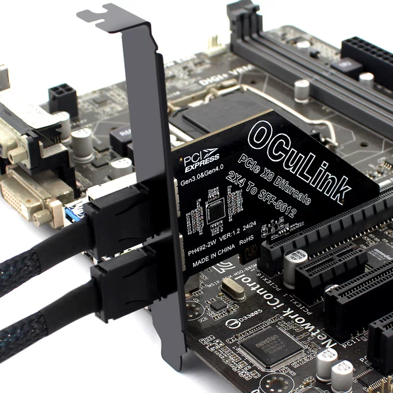 Card mở rộng PCIE X16 X8 X4 X1 chia tách SFF8611 Oculink, card đồ họa ngoài U.2SSD