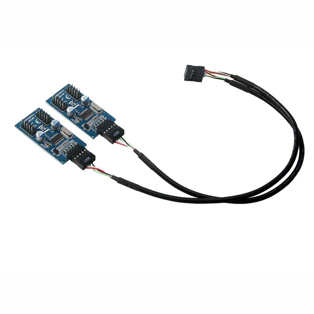 Bo mạch chủ đầu nối USB 9 chân, bộ chia 1 thành 4 cổng, đầu nối đực 4 cổng, đầu nối cái 9PIN, cáp chuyển đổi 1-4 cổng