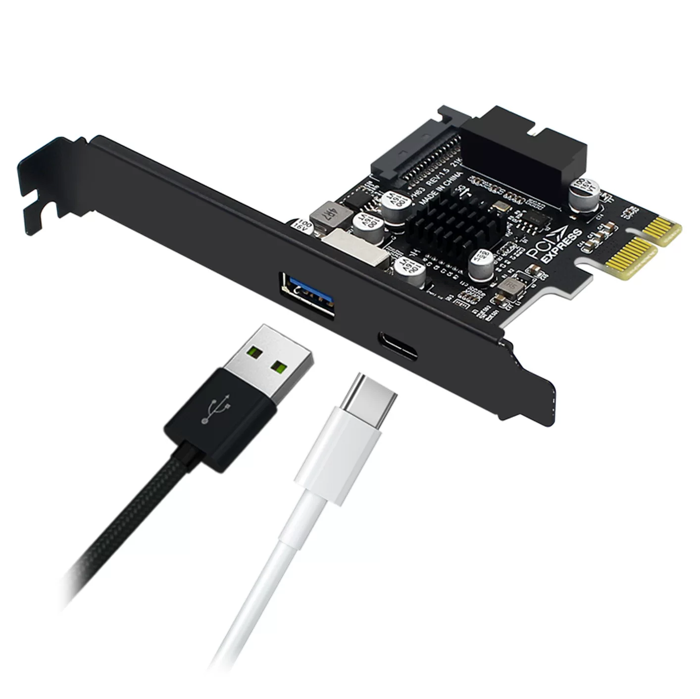 Thẻ chuyển đổi PCI-E 1X sang USB3.0 Một cổng TypeC mặt trước TYPE-E 19PIN Thẻ mở rộng giao diện đầy đủ