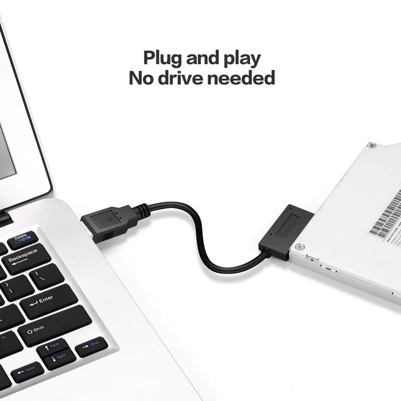 Cáp ổ đĩa USB2.0 dễ dàng sử dụng Cáp ổ đĩa quang Slimline SATA13pin Cáp chuyển đổi SATA7+6pin hỗ trợ ghi đĩa