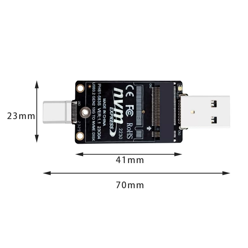 Bảng điều khiển ổ cứng thể rắn hai đầu M.2 sang USBA type-c Bộ điều khiển chính JMS583 Giao thức NVMe 10Gbps