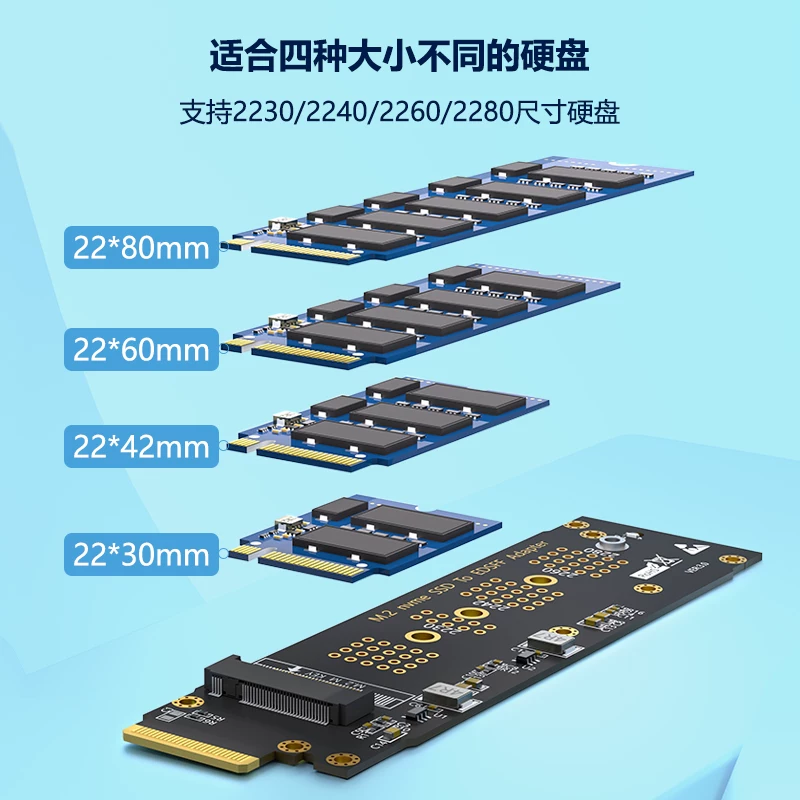 Thẻ chuyển đổi M.2 NVME sang EDSFF E1.S Thẻ mở rộng SSD PCIE4.0/3.0X4 hỗ trợ Gen3/4