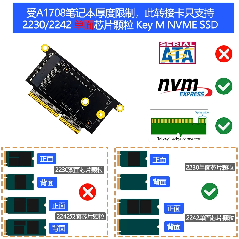 Thích hợp cho Apple 2017 PRO A1708 SSD ổ cứng adapter thẻ mở rộng thẻ nâng cấp Apple mackpro