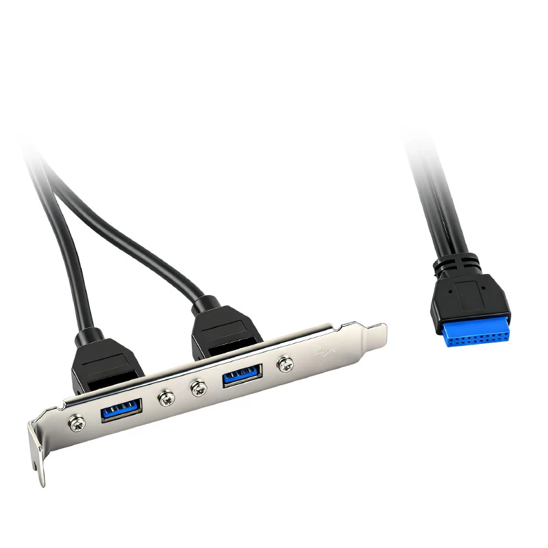 Cáp chuyển đổi bên ngoài 19Pin sang USB3.0 kép A cái 20P sang cáp nối dài USB3.0 2 cổng có giá đỡ