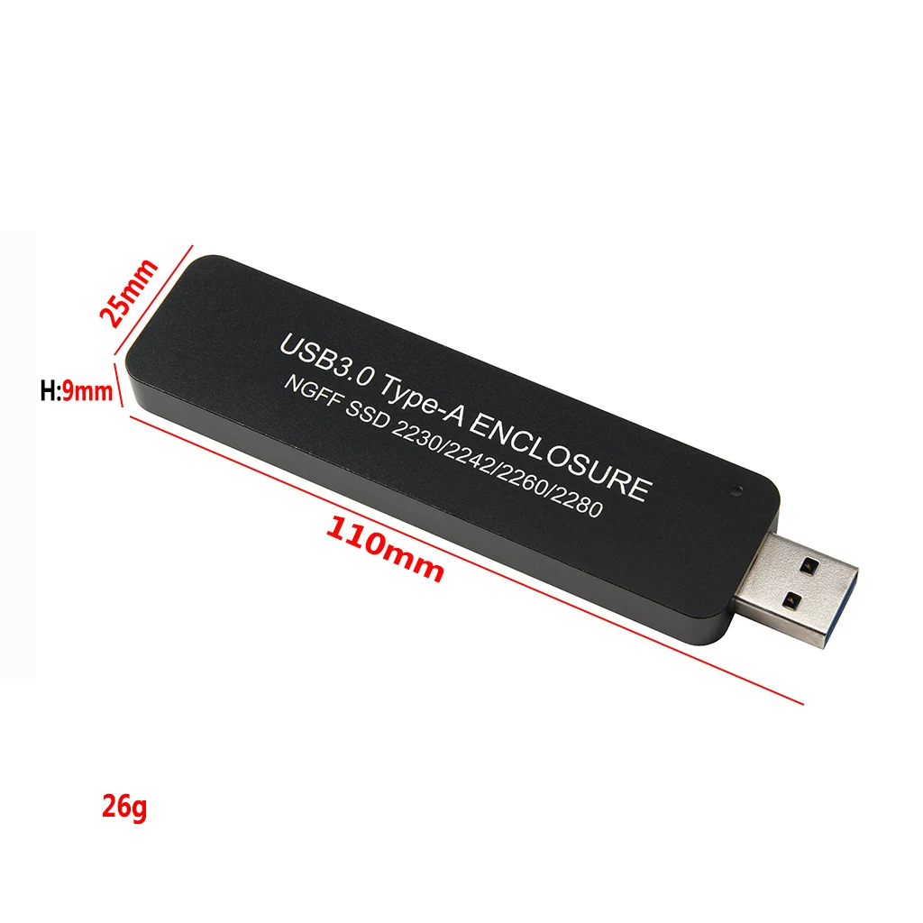 Hộp ổ cứng di động trạng thái rắn m.2 SSD sang USB3.0 hoàn toàn bằng nhôm 2230/2280 loại ổ đĩa U ASM1153E