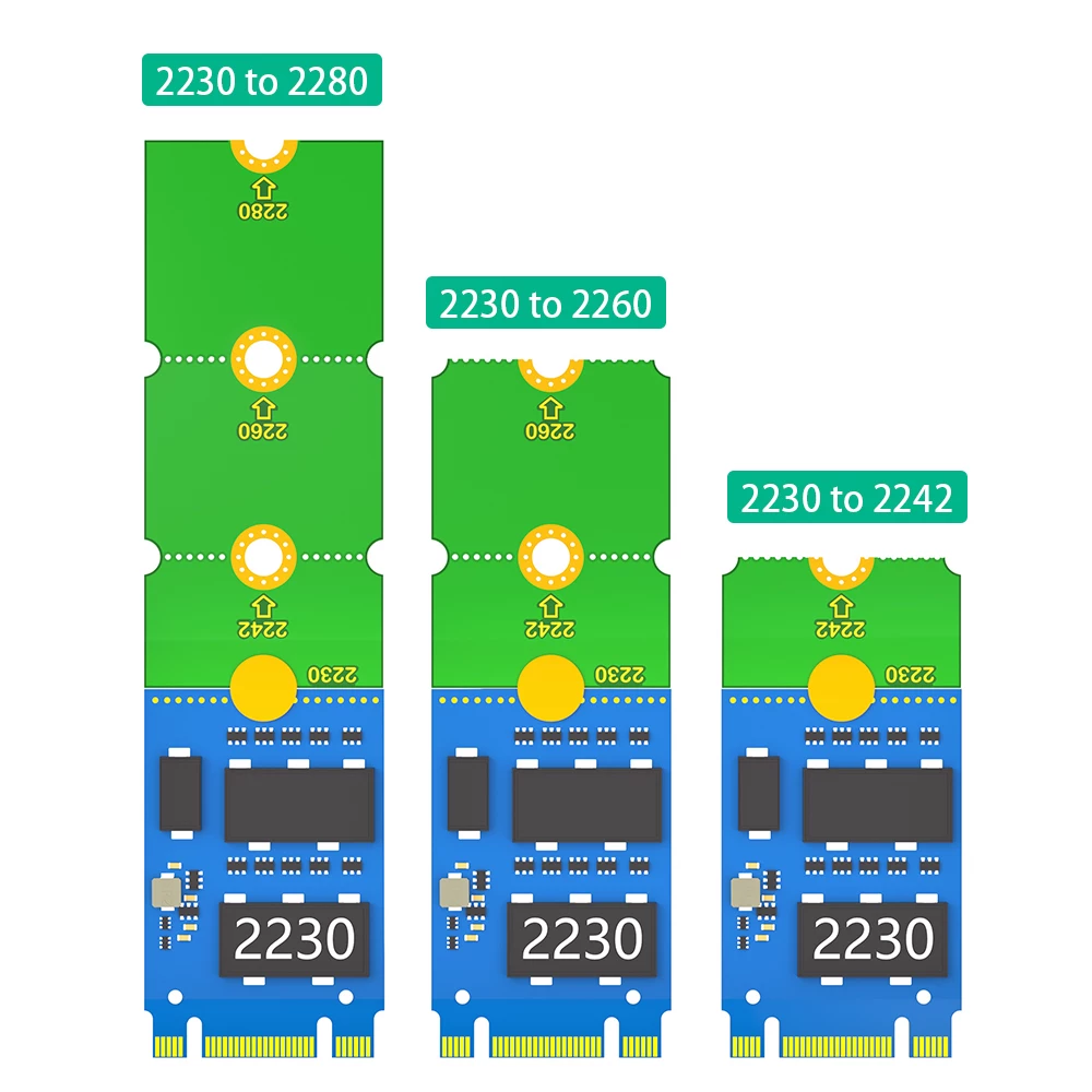 Thẻ mở rộng ổ cứng thể rắn M.2 NGFF Bảng mở rộng NVME 2230 đến 2242 Giá đỡ 2230 đến 2280 bộ chuyển đổi