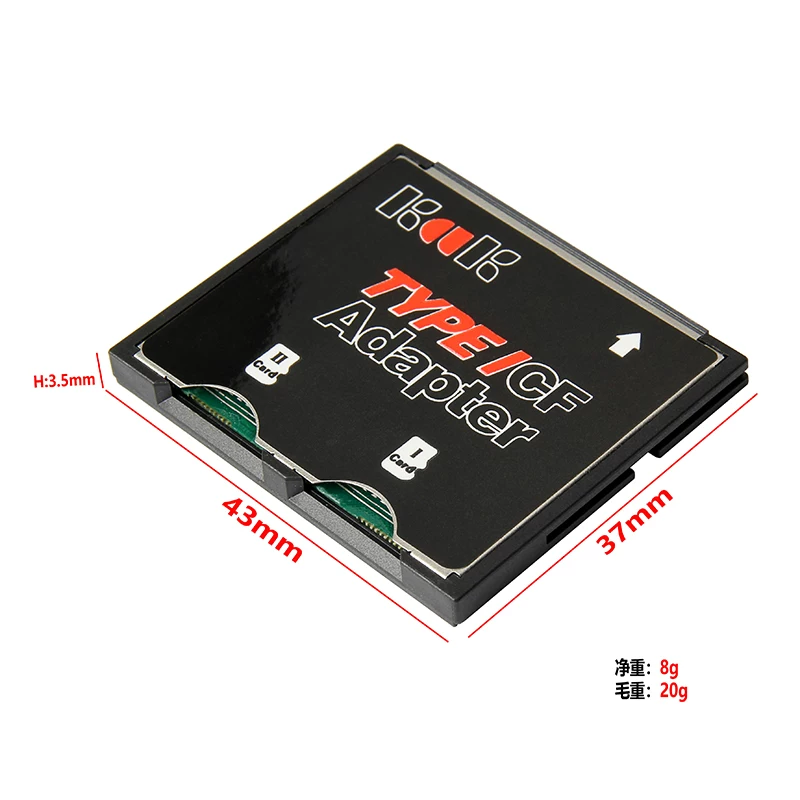 Bộ chuyển đổi thẻ nhớ Dual TF sang CF micro SD sang CF hỗ trợ thẻ bộ chuyển đổi CF cho máy ảnh tốc độ cao SD XC TF sang CF