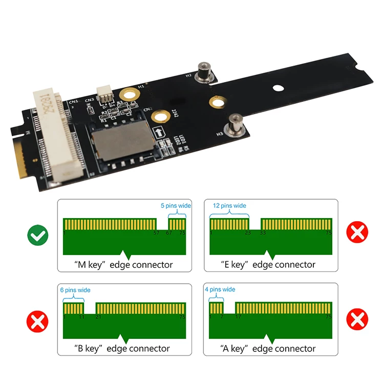 Thẻ chuyển đổi NGFF M.2 Key M sang MiniPCI-E nvme sang thẻ thử nghiệm mô-đun WIFI 3G4G 52-bit