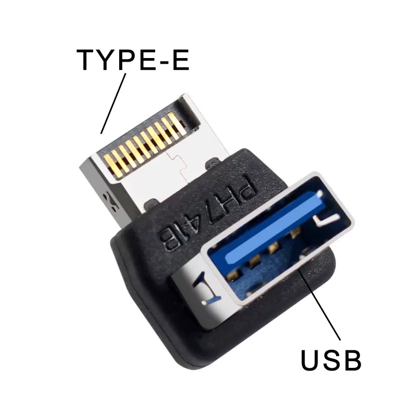 Bo mạch chủ máy tính để bàn Giao diện USB3.1 TYPE-E Góc khuỷu 90 độ Dây lắp đặt USB3.1 có vỏ bọc