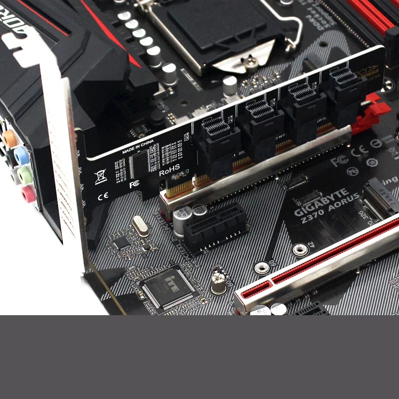 Thẻ mở rộng PCIeX16 thành 4 cổng U.2 NVME SFF-8643 SFF-8639 Thẻ chia tín hiệu PCI-e4.0