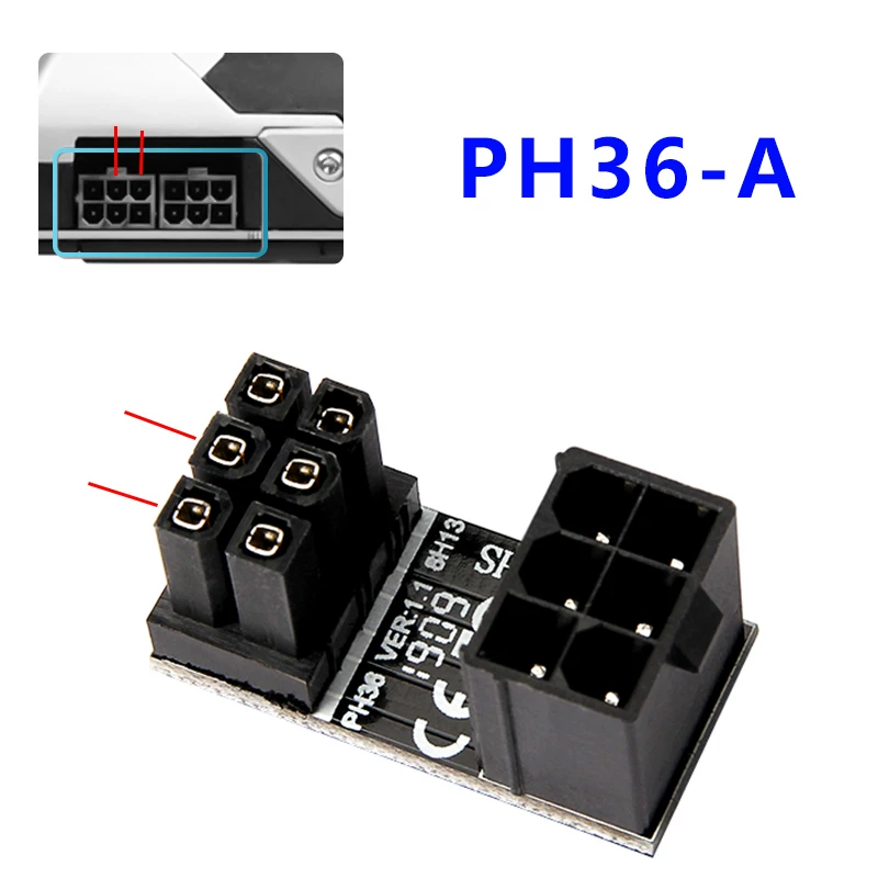 Đầu nối bộ chuyển đổi nguồn của card đồ họa Giao diện nguồn 6PIN / 8PIN xoay 180 độ để định tuyến cáp DIY.