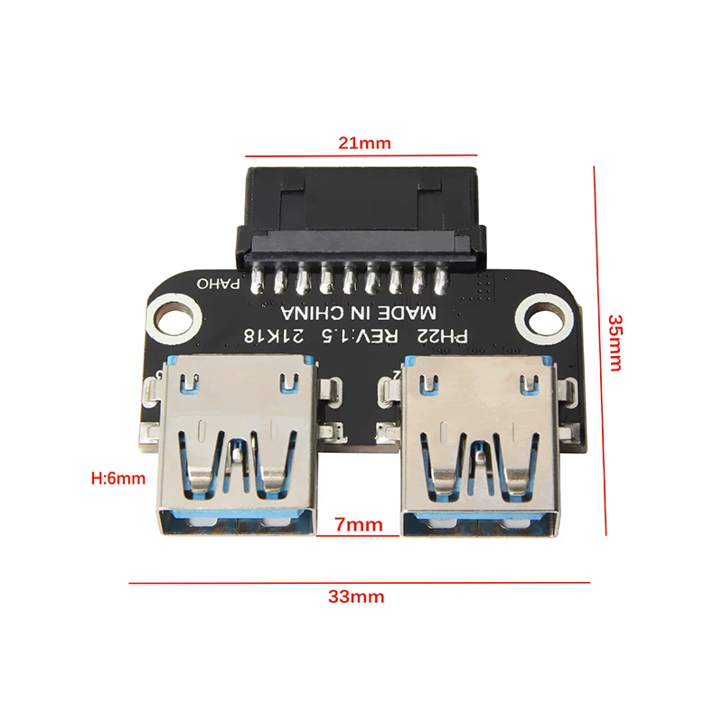 Đầu nối cái hai cổng 19/20PIN sang USB3.0 có tích hợp dongle, khung bảo vệ chữ U, mặt trước bo mạch chủ, đầu nối đực 19 chân