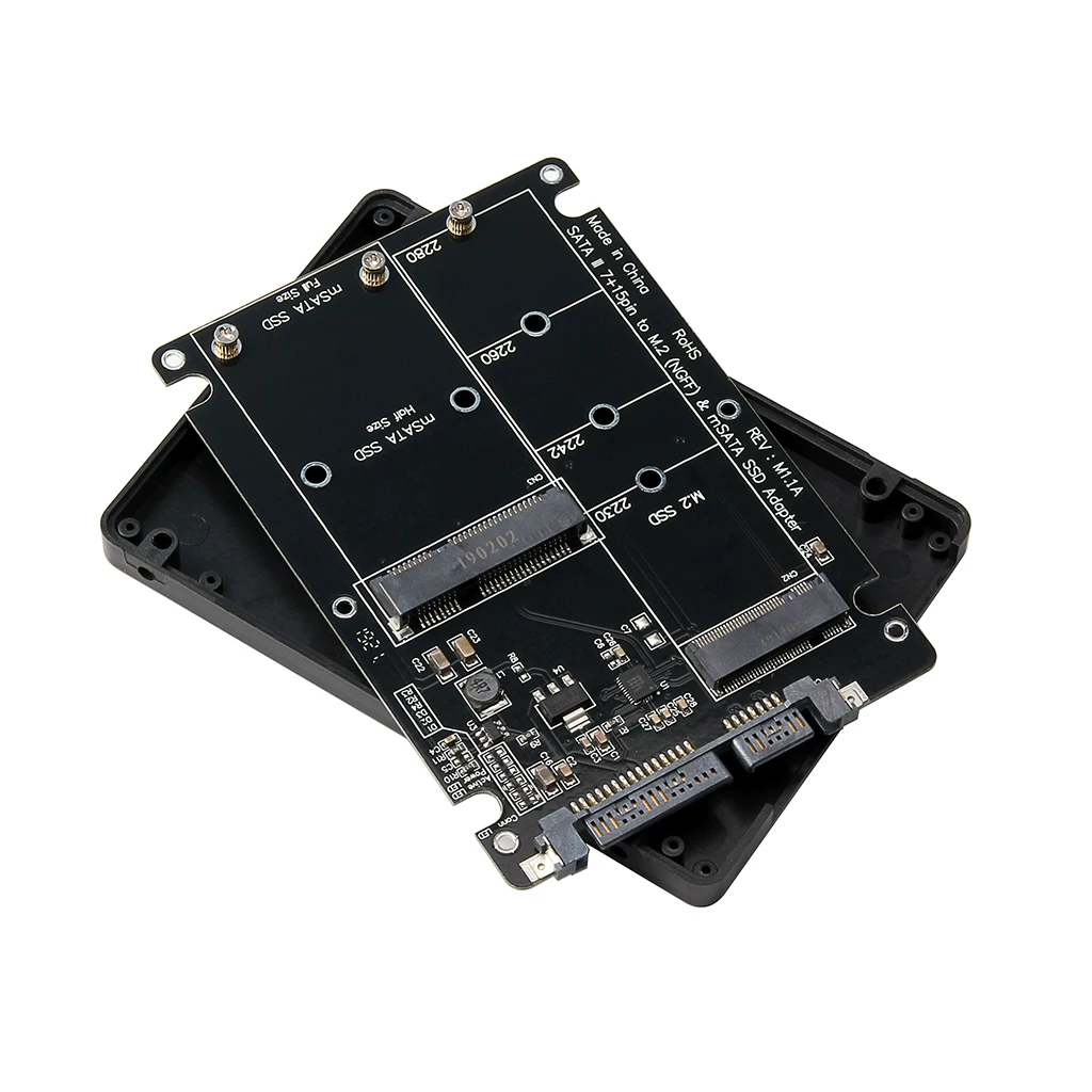 Vỏ ổ cứng thể rắn SSD M.2 B-key và thẻ chuyển đổi hai trong một MSATA sang SATA 3.0