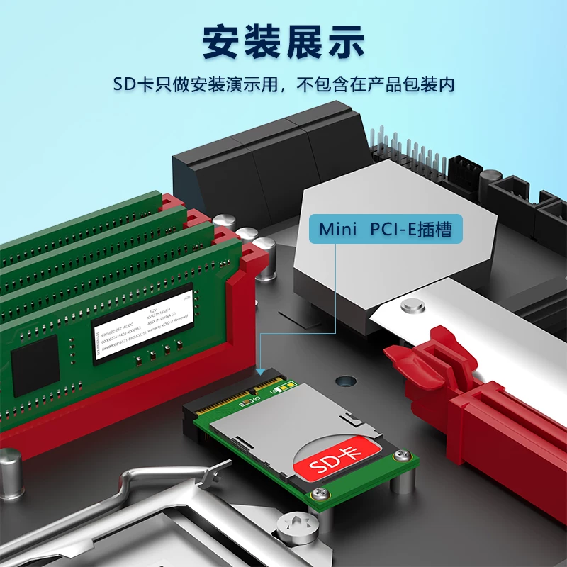 Thẻ nhớ SD sang thẻ chuyển đổi giao diện MINI PCI-E Trình điều khiển thẻ SD ổ cứng thể rắn Mini PCI-E