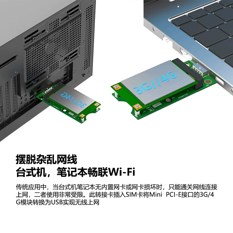 Mini PCI-E sang USB (có khe cắm thẻ SIM) Thẻ chuyển đổi thử nghiệm WWAN Mặt trước của bảng phát triển mô-đun 3G/4G