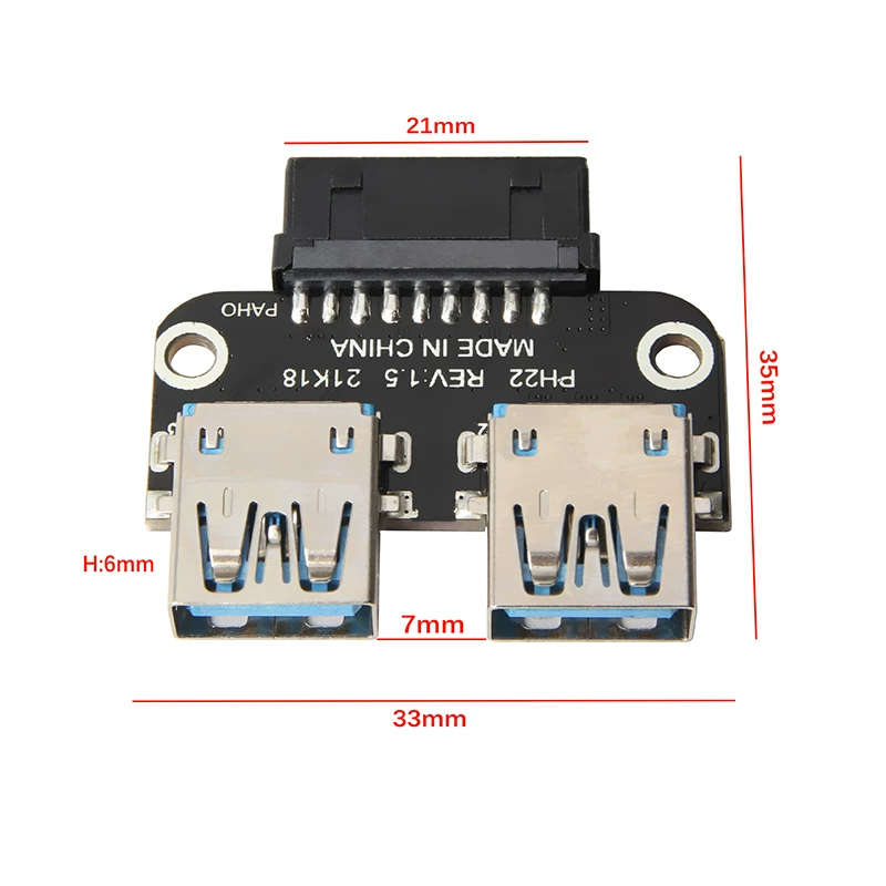 Thẻ chuyển đổi 19 chân sang USB 3.0 cho bo mạch chủ máy tính để bàn Đầu nối bộ chuyển đổi 19 chân/20 chân sang USB 3.0