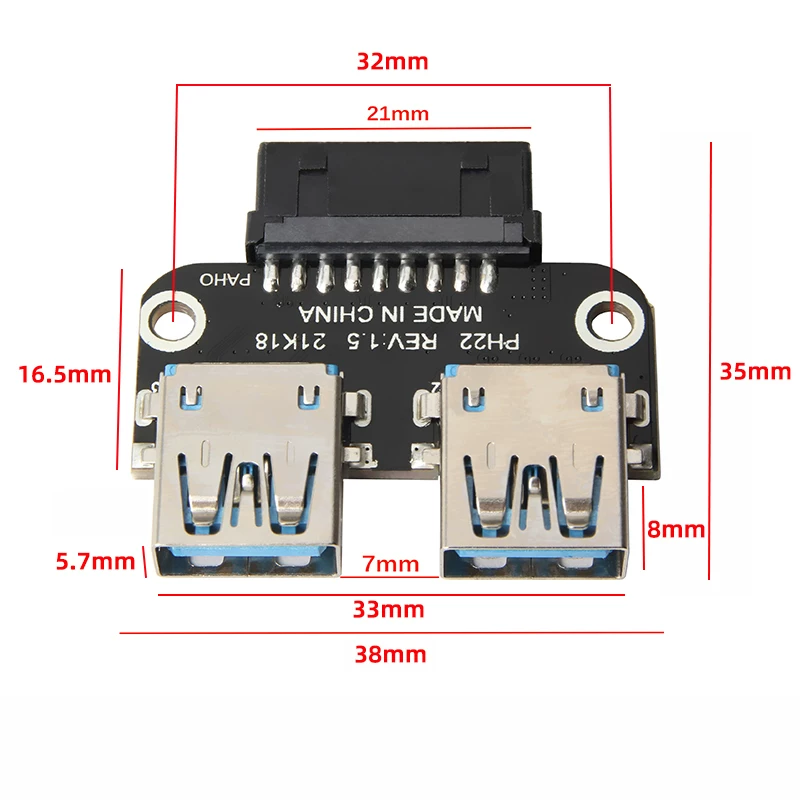 Bo mạch chủ máy tính 19PIN nam sang USB3.0 adapter nữ mở khung máy tích hợp cổng USB3.0