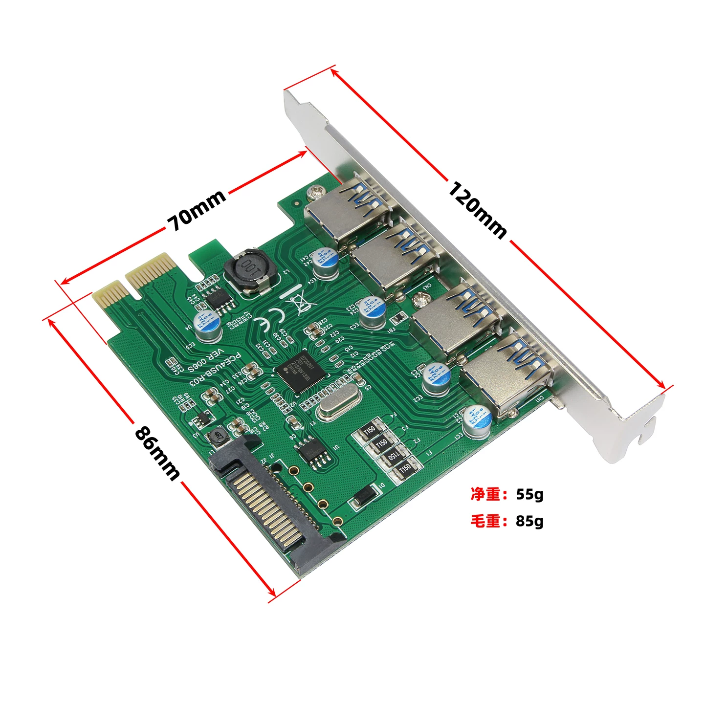 Miễn phí vận chuyển PCI-E3.0 thẻ mở rộng sang 4 cổng USB3.0 thẻ mở rộng PCIe15PIN cáp nguồn 3.0 thẻ chuyển đổi