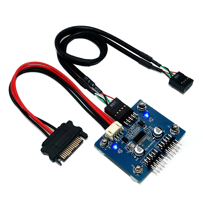 Bo mạch chủ USB2.0 9PIN sang hub giao diện kép 9PIN kép 9 chân, HUB mở rộng một đến hai cộng với card mở rộng