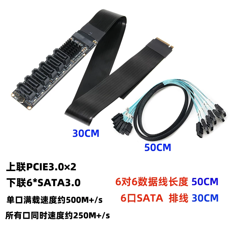 Cáp mở rộng M2 M-EKY NVME sang 6 cổng SATA3.0 Feiniu NAS Ổ cứng Synology ASM1166