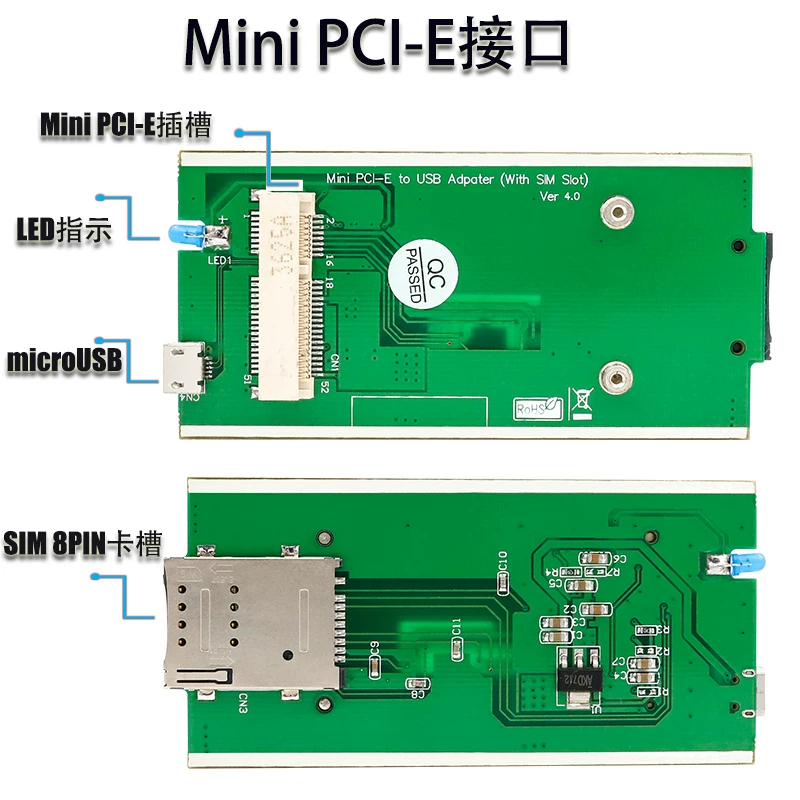 MiniPCIE sang USB adapter board khe cắm thẻ SIM có vỏ ăng-ten Longshang U8300C 4G mô-đun ban phát triển