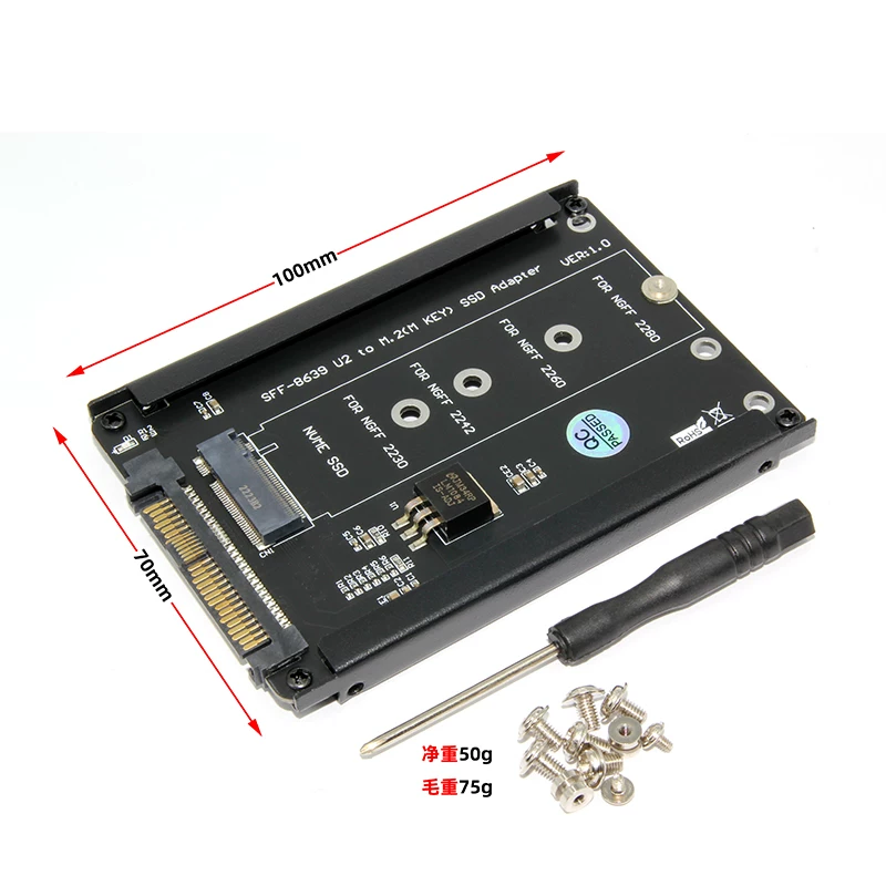 Thẻ chuyển đổi giao diện kép PCI-E3.0 NVME M.2 NGFF Key B+M sang giao diện SFF-8639 U.2