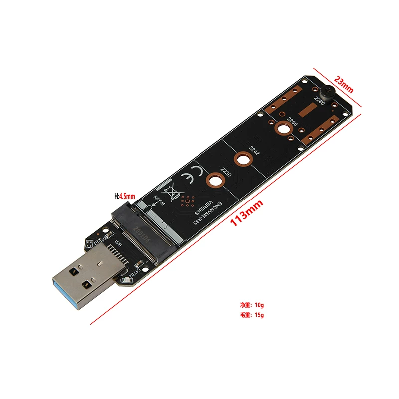 Vỏ ổ cứng di động USB3.1 Realtek RTL9210B giao thức kép M.2 NVME SATA A cổng 10G GEN2