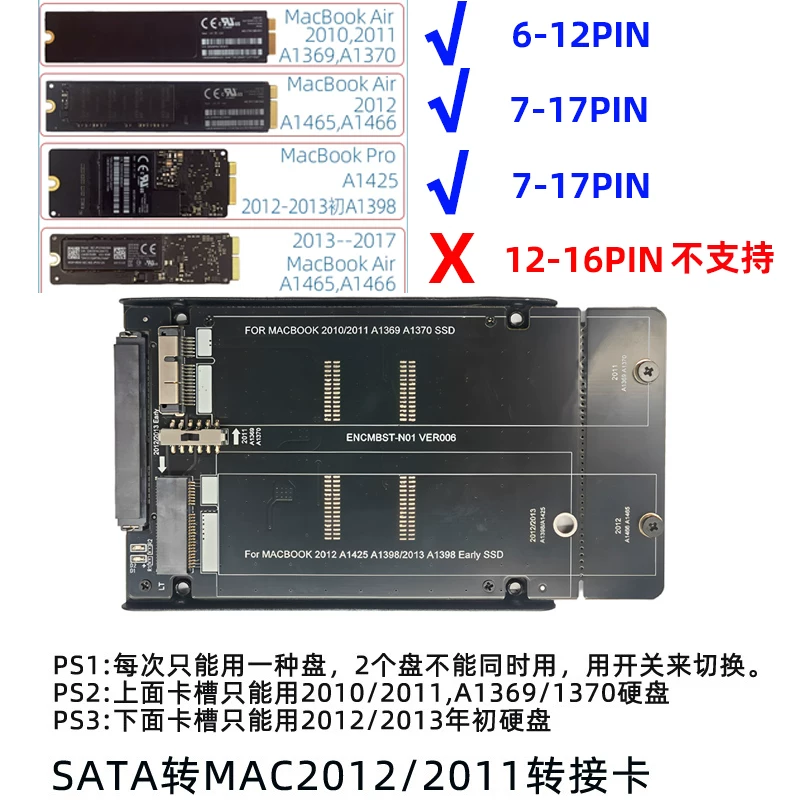 Thích hợp cho ổ cứng Apple AIR PRO A1465 A1466 năm 2012, card chuyển đổi ổ cứng thể rắn sang SATA